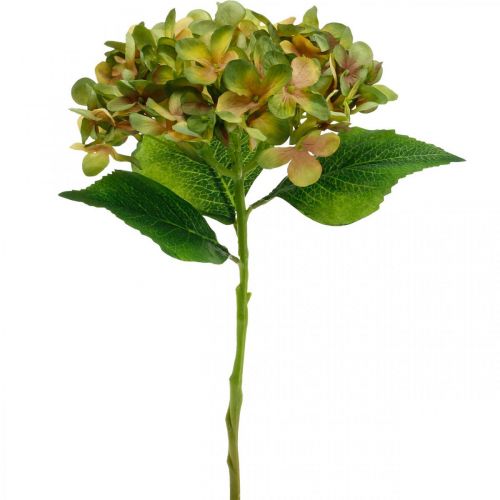 Hortensia kunstig Grønn, Gul kunstig blomst H35cm