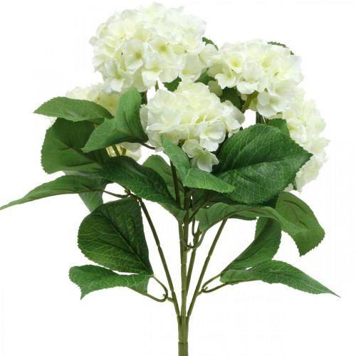 Floristik24 Hortensia kunstig hvit silke blomster bukett sommer dekorasjon 42cm