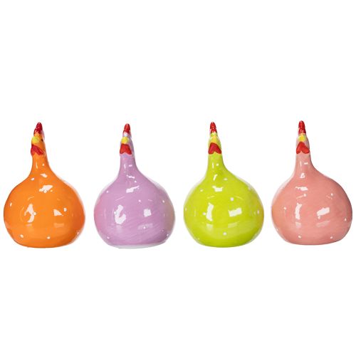 gjenstander Keramikkfigur av kylling til fargerik påskepynt i stuen og på bord, 10,5 cm, 4 stk.