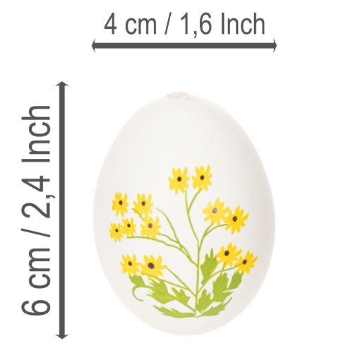 gjenstander Påskeegg med delikate blomstermotiver til festlig påskedekorasjon i stuen, 6 cm, 6 stk.