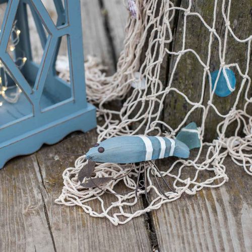 Floristik24 Hummer laget av tre og metall maritim dekorasjon blå 15x12cm