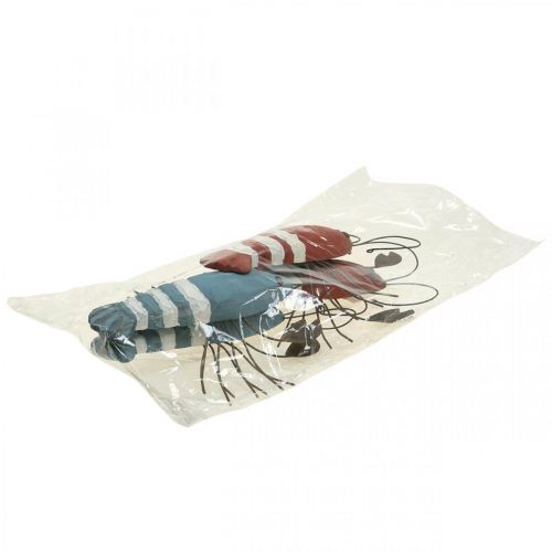 Floristik24 Hummertre og metall maritim dekorasjon rød/blå L23cm 4stk