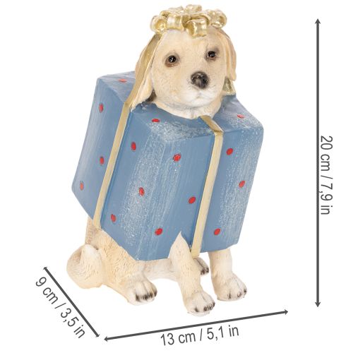 Dekorativ figur av en sittende valp i gaveeske, 20 cm | Floristik24.no