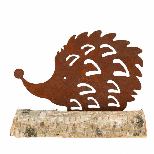 Floristik24 Hedgehog patina på trebunnen 14,5cm x 17,5cm
