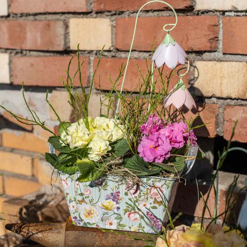Floristik24 Jardiniere rose planter metall dekorasjon 20×12,5×10cm