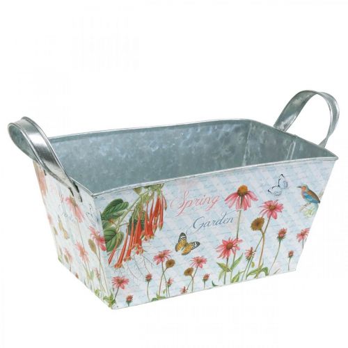 Floristik24 Jardiniere planter med håndtak metallblomster vårdekorasjon 23 × 14 × 11cm