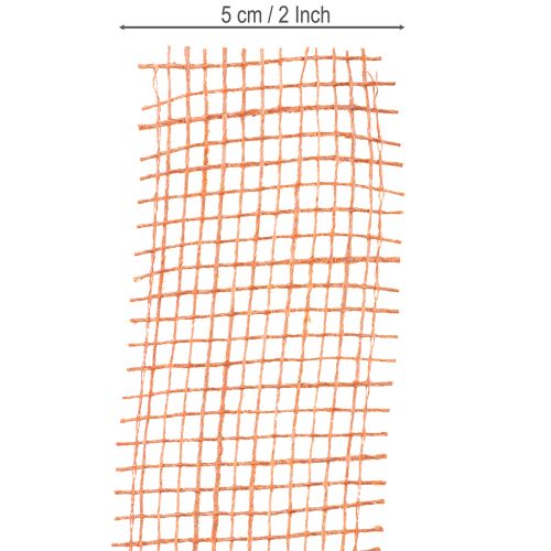 gjenstander Jutebånd, rødoransje, nettingbånd, jute, økologisk, terrakotta, 5 cm bredt, 40 m langt