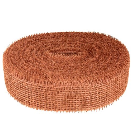 gjenstander Jutebånd, rødoransje, nettingbånd, jute, økologisk, terrakotta, 5 cm bredt, 40 m langt