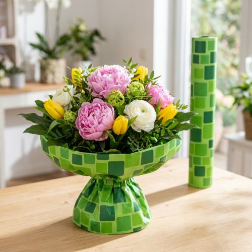 Mansjettpapir til blomsterbuketter i mosaikkdesign, 25 cm x 100 m | Floristik24.no