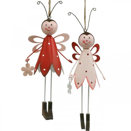 Floristik24 Bille å henge, vårdekorasjon, metallbille med blomst, dekorbøyle 2stk