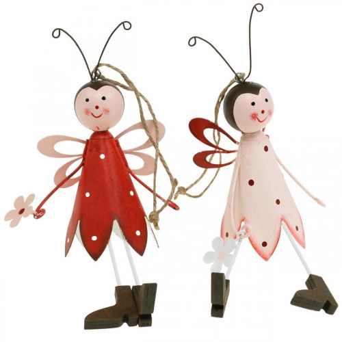 Floristik24 Bille å henge, vårdekorasjon, metallbille med blomst, dekorbøyle 2stk