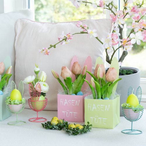 gjenstander Trådkanin som åpen pynt til moderne vår- og påskeideer, 16 cm, 3 stk.