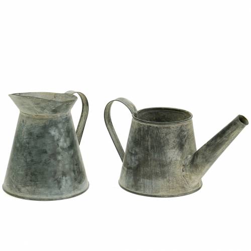 Floristik24 Lysestake kanne antikk look H12/9cm 2stk