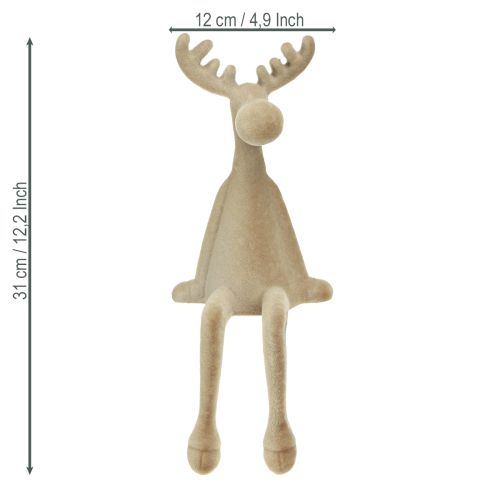 Elg-sitter med flokkkant, brun, 31 cm, 3 stk. | Floristik24.no