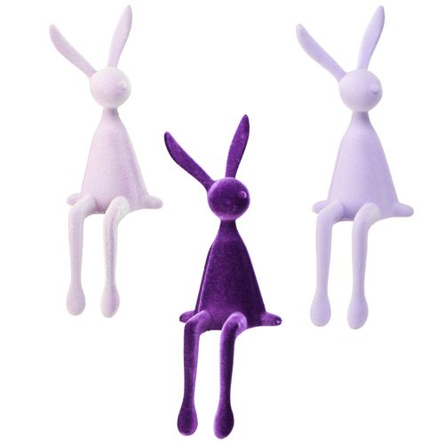 Floristik24 Edge Sitter Bunny Easter Bunny Flocked Purple – 2nd Choice – Syrin 36cm 3 stk.