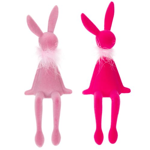 Påskeharefigur med fjærboa, hylleholder, dekorativ påskefigur, 27 cm, 2 stk.