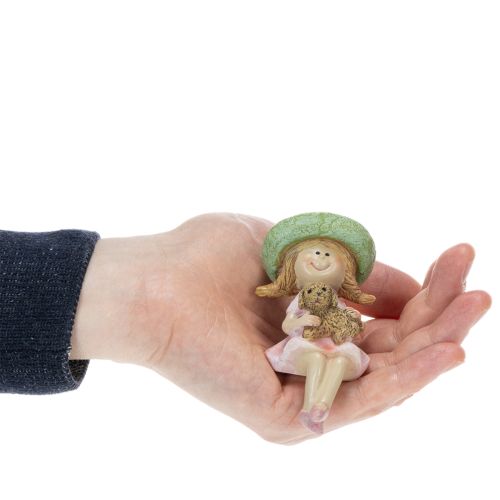 Hylleholder Smilende jente med hund Ø4,5 cm H9,5 cm | Floristik24.no