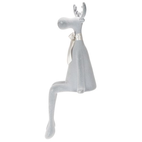 Dekorativ flokket elgfigur med sløyfe, hylleholder, 80 cm | Floristik24.no