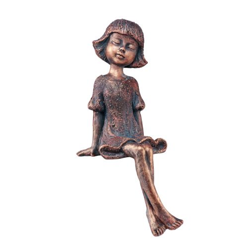 Kantseter hagefigur sittende jente bronse 52cm