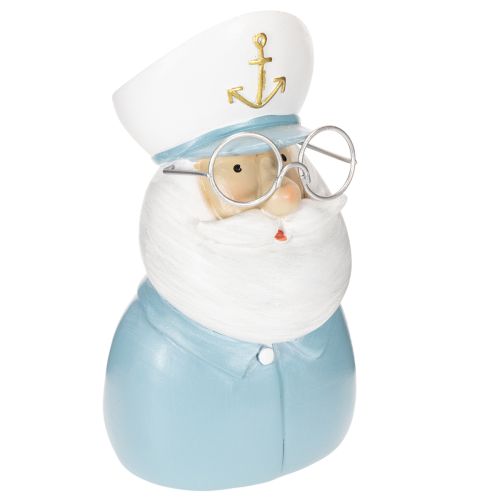 Kapteinfigur, maritim dekorasjon med briller og hatt, 16 cm