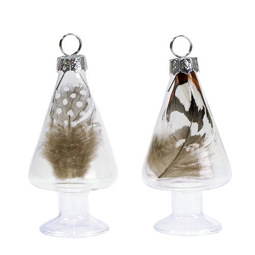 Floristik24 Kortholderglass med fjær 4cm x 8cm klar 2stk