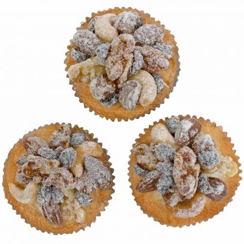 Floristik24 Muffins med nøtter kunstig 7cm 3stk