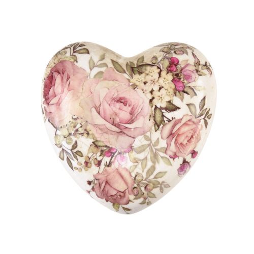 Keramisk dekorativt hjerte med roser keramikk til bordet 10,5cm