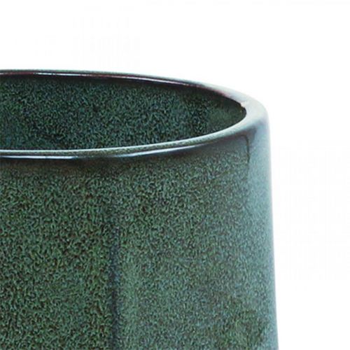 gjenstander Keramikkvase Blomstervase Grønn Sekskant Ø14,5cm H21,5cm