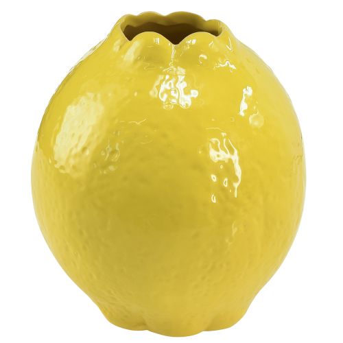 Floristik24 Keramikkvase gul sitrondekor middelhavs Ø12cm H14,5cm