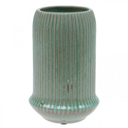 gjenstander Keramikkvase med riller Keramikkvase lysegrønn Ø13cm H20cm