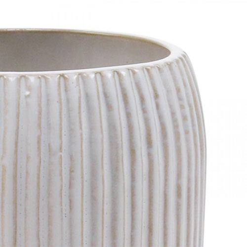 gjenstander Keramikkvase med riller Hvit keramikkvase Ø13cm H20cm