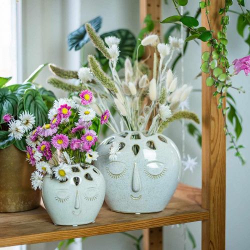 Floristik24 Keramikkvase med ansiktskrem, beige H13cm keramikklook 1 stk