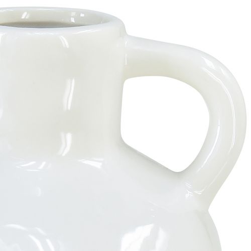 gjenstander Keramikkvase hvit vase med 2 håndtak keramikk Ø7cm H11,5cm