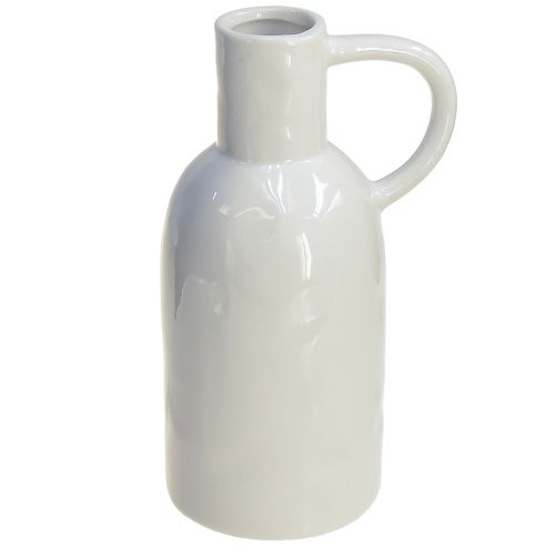 Floristik24 Keramikkvase hvit for tørr dekorasjonsvase med håndtak Ø9cm H21cm