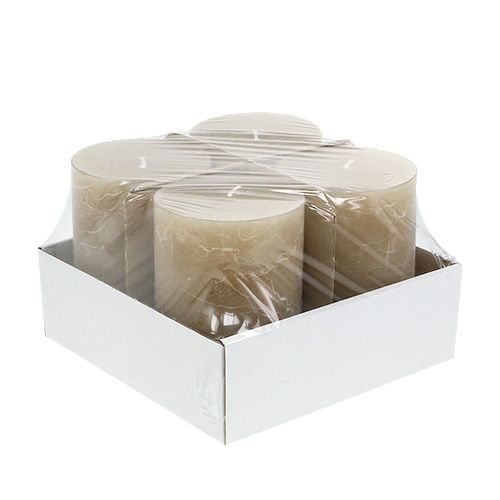 Floristik24 Stearinlys lysebrun 85mm x 120mm 4stk