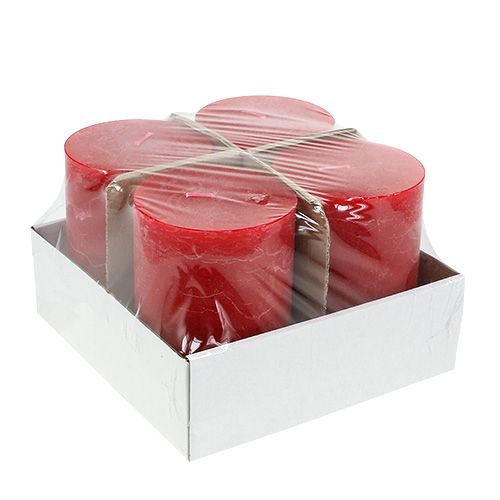 Floristik24 Stearinlys rød 85mm x 120mm farget 4stk