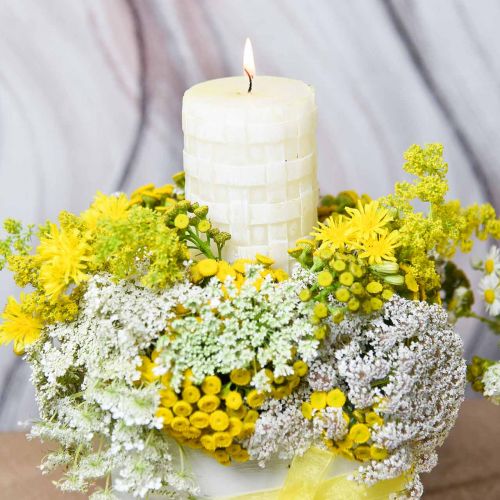 Floristik24 Rustikke stearinlys, hvite vokslys, kurvmønster søylelys 110/65 2stk