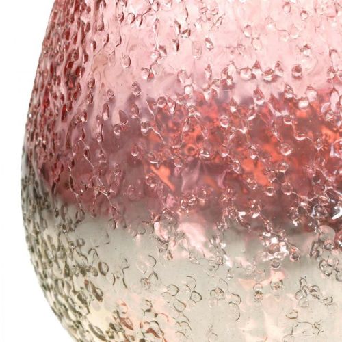 Floristik24 Glasslykt, telysholder, borddekorasjon, lyseglass rosa / sølv Ø15cm H15cm