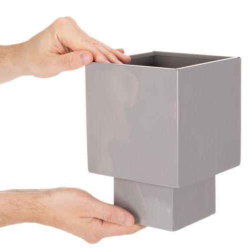 Grå kubeplantekasse med base for moderne dekorasjon, 22 cm | Floristik24.no