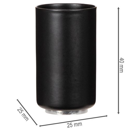 Rund magnetisk lysholder, matt svart, for 25 mm koniske lys, 4 stk. | Floristik24.no