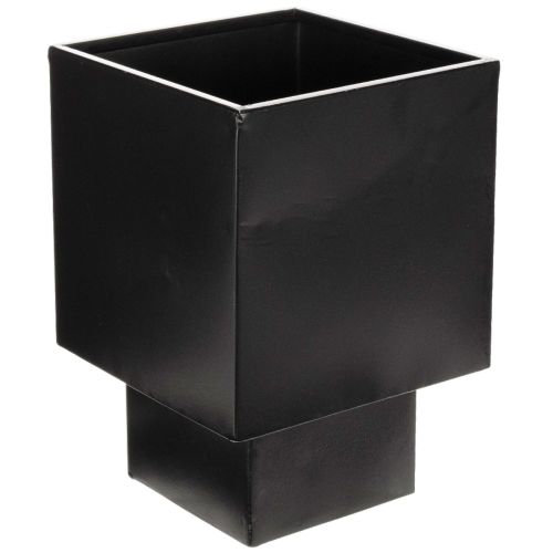 Svart kubeformet blomsterpotte med base, moderne, 22 cm