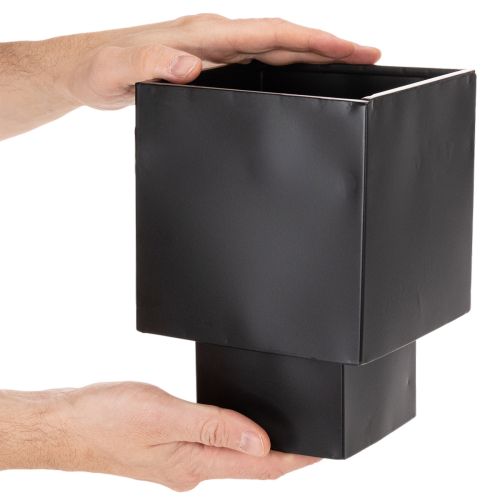Svart kubeformet blomsterpotte med base, moderne, 22 cm | Floristik24.no