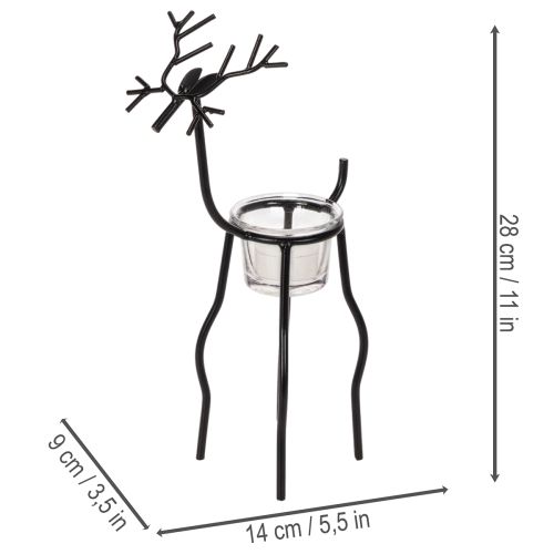 Reinsdyrlysestake med telysglass, 28 cm | Floristik24.no