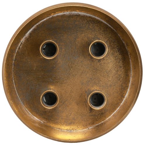 gjenstander Lysholder skål for 4 pinnelys antikk look gull Ø22cm