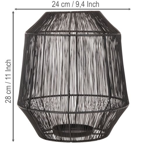 Svart lysestake, dekorativ lykt, trådkurv, Ø24 cm, H28 cm | Floristik24.no