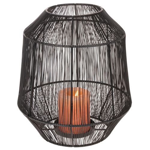 Svart lysestake, dekorativ lykt, trådkurv, Ø24 cm, H28 cm | Floristik24.no