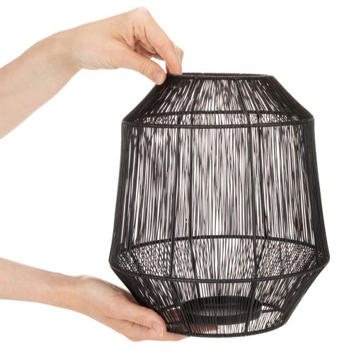 Svart lysestake, dekorativ lykt, trådkurv, Ø24 cm, H28 cm | Floristik24.no