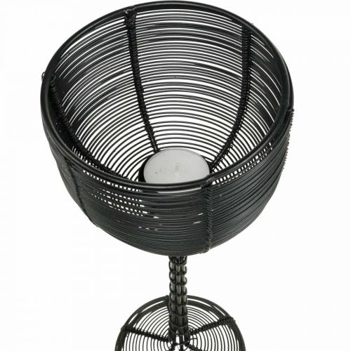 gjenstander Telysholder sort metall dekorativt vinglass Ø10cm H26,5cm