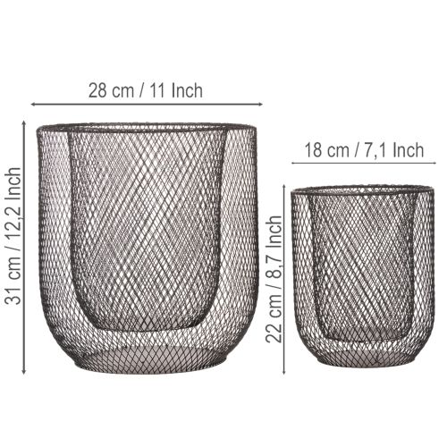 Svart metallkurvlysholder, Ø28,5/18 cm, sett med 2 | Floristik24.no