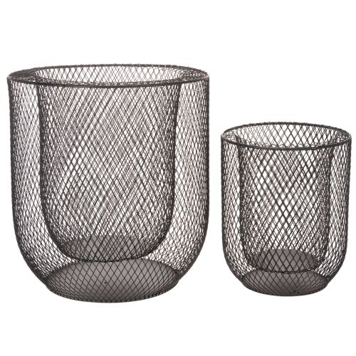 Svart metallkurvlysholder, Ø28,5/18 cm, sett med 2 | Floristik24.no
